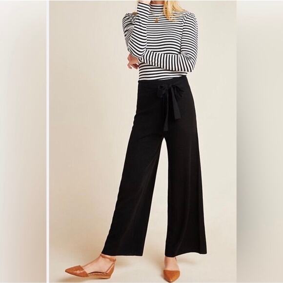 Anthropologie Pants - Anthropologie Linette Merino Wool Blend Tie Waist Wide Leg Pants Black Small